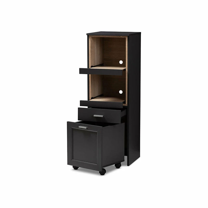 Baxton Studio Fabian Kitchen Cabinet - Dark Gray, Oak Brown 4 Baxton Studio Fabian Kitchen Cabinet - Dark Gray, Oak Brown - Image 2