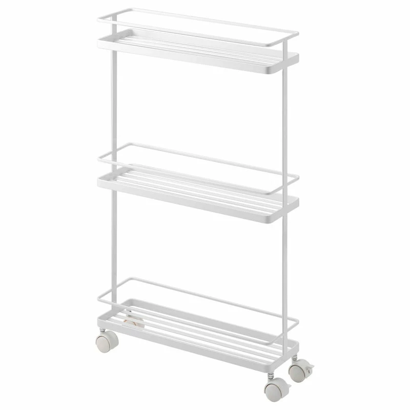 Yamazaki Home Rolling Cart, Steel, Holds 6.6 Lbs, Wheels, White 3 Yamazaki Home Rolling Cart, Steel, Holds 6.6 Lbs, Wheels, White