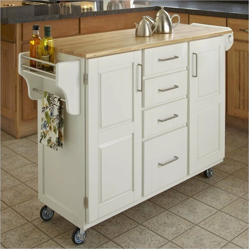 Homestyles Create-a-Cart Wood Rolling Kitchen Cart In Off White 4 Homestyles Create-a-Cart Wood Rolling Kitchen Cart In Off White - Image 2