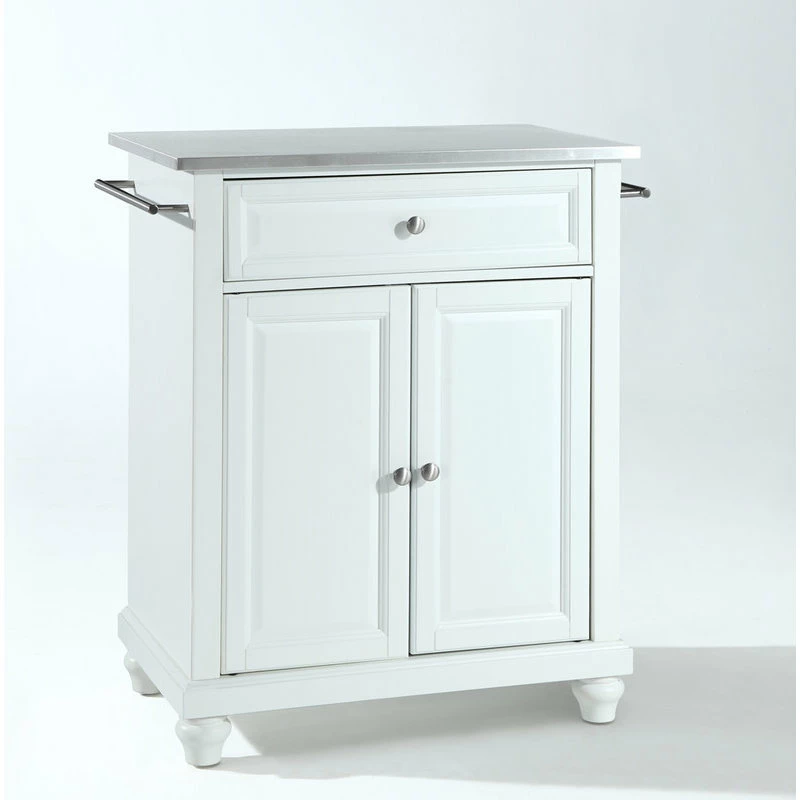 Crosley Cambridge Stainless Steel Top Portable Kitchen Island, White Finish 4 Crosley Cambridge Stainless Steel Top Portable Kitchen Island, White Finish - Image 2