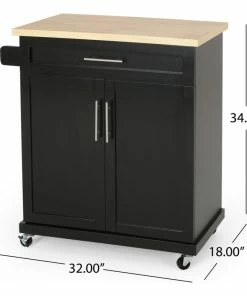 GDFStudio Negley Contemporary Kitchen Cart With Wheels, Black + Natural -Coast2Coast shop 7021016400e60c6c 8981 w800 h800 b1 p0