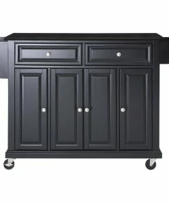Crosley Solid Black Granite Top Kitchen Cart/Island, Black Finish