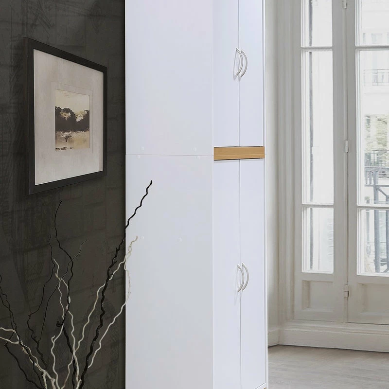 Hodedah Import Inc. 4 Door Pantry, White 6 Hodedah Import Inc. 4 Door Pantry, White - Image 4