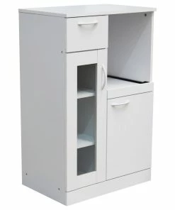 Pilaster Designs Goblin Kitchen Storage Pantry Cabinet With Adjustable Shelves, White Wood