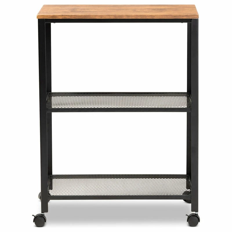 Baxton Studio Nemagro Metal And Wood Kitchen Serving Cart 4 Baxton Studio Nemagro Metal And Wood Kitchen Serving Cart - Image 2