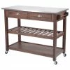 Offex Sonoma Kitchen Cart With Stainless Steel Top, Chestnut Wire-Brush -Coast2Coast shop 765116040e3e9cd6 1730 w800 h800 b1 p0