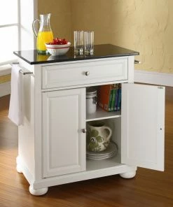 Crosley Alexandria Solid Black Granite Top Portable Kitchen Island, White Finish -Coast2Coast shop 76919b0a06463c49 5104 w800 h800 b0 p0