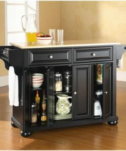 Crosley Alexandria Natural Wood Top Kitchen Island, Black Finish -Coast2Coast shop 771171a3064632f4 5435 w800 h800 b0 p0