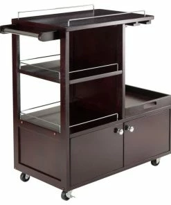Winsome Galen Bar Cart With Serving Tray In Espresso Finish