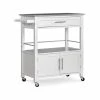 Linon Home Decor Products Linon Cameron Wood Granite Top Kitchen Cart In White -Coast2Coast shop 779112ac040083c4 5645 w800 h800 b1 p0