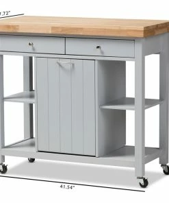 Baxton Studio Hayward Coastal And Farmhouse Light Gray Wood Kitchen Cart -Coast2Coast shop 77f1471b0a944632 1206 w800 h800 b1 p0