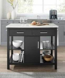 Crosley Audrey Faux Marble Top Kitchen Island Black/White Marble -Coast2Coast shop 781143880f73b882 4799 w800 h800 b0 p0