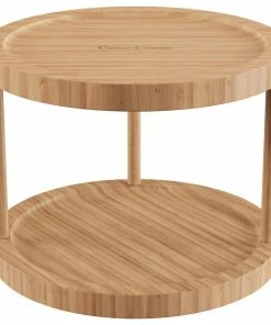 Classic Cuisine 10 Inch Diameter Two Tier Bamboo Lazy Susan