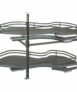 Rev-A-Shelf Solid Surface 2-Shelf Blind Corner Organizer For Blind Left Cabinet, Gray, 33"