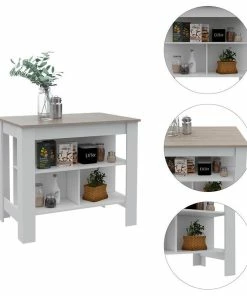 Tuhome Furniture Tuhome Modern Engineered Wood White Cala Kitchen Island