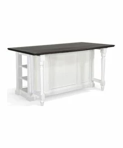 Sunny D 72" White Modern Kitchen Island Bar Table Solid Wood