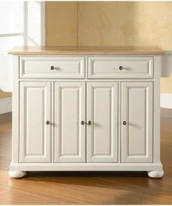 Crosley Alexandria Natural Wood Top Kitchen Island, White Finish -Coast2Coast shop 7cf184a9064632b6 2038 w800 h800 b0 p0