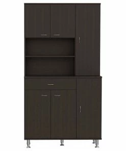 FM FURNITURE Venice Pantry Cabinet, Black