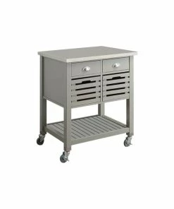 Linon Home Decor Products Robbin Gray Wood Kitchen Cart, 30W X 22.05D X 36.02H, Gray
