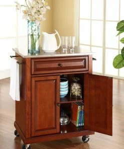 Crosley Stainless Steel Top Portable Kitchen Cart/Island, Classic Cherry Finish 11 Crosley Stainless Steel Top Portable Kitchen Cart/Island, Classic Cherry Finish -Coast2Coast shop 8051f57606463b6a 3637 w800 h800 b0 p0