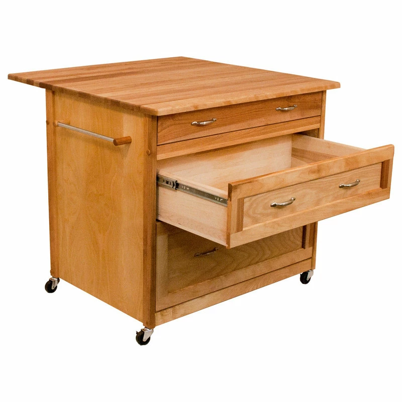 Catskill Craftsmen 3 Drawer Kitchen Cart In Natural Birch 4 Catskill Craftsmen 3 Drawer Kitchen Cart In Natural Birch - Image 2