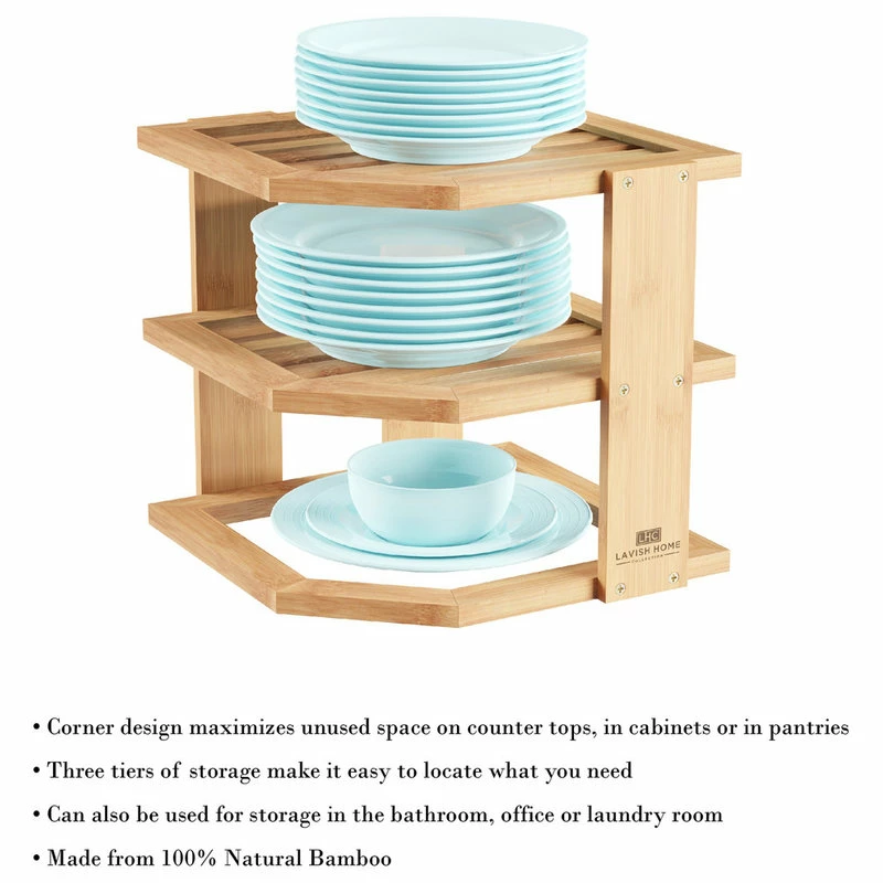 Lavish Home Bamboo 3 Tier Shelf 6 Lavish Home Bamboo 3 Tier Shelf - Image 4