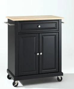 Crosley Natural Wood Top Portable Kitchen Island Cart, Black -Coast2Coast shop 82415f7906463a58 0198 w800 h800 b0 p0