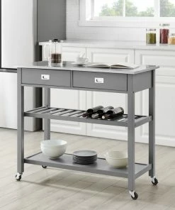 Crosley Chloe Stainless Steel Top Kitchen Island Cart, Gray/Stainless Steel -Coast2Coast shop 8251db490f73b867 4793 w800 h800 b0 p0