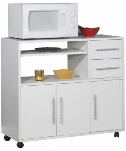 Symbiosis Marius Low Microwave Cart, White