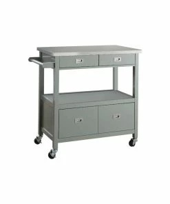 Linon Home Decor Products Linon Sydney Wood Kitchen Storage And Prep Cart In Gray