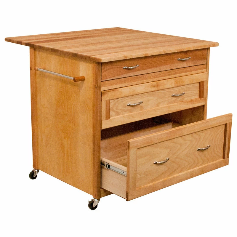 Catskill Craftsmen 3 Drawer Kitchen Cart In Natural Birch 5 Catskill Craftsmen 3 Drawer Kitchen Cart In Natural Birch - Image 3