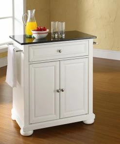 Crosley Alexandria Solid Black Granite Top Portable Kitchen Island, White Finish -Coast2Coast shop 867181dc06463c47 5104 w800 h800 b0 p0