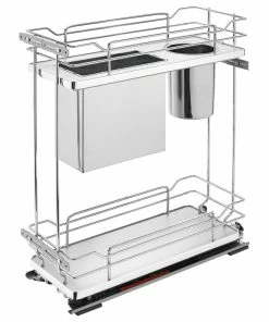 Rev-A-Shelf Two-Tier Knife Block Pull Out Organizers With Soft Close, Gray, 10.25"