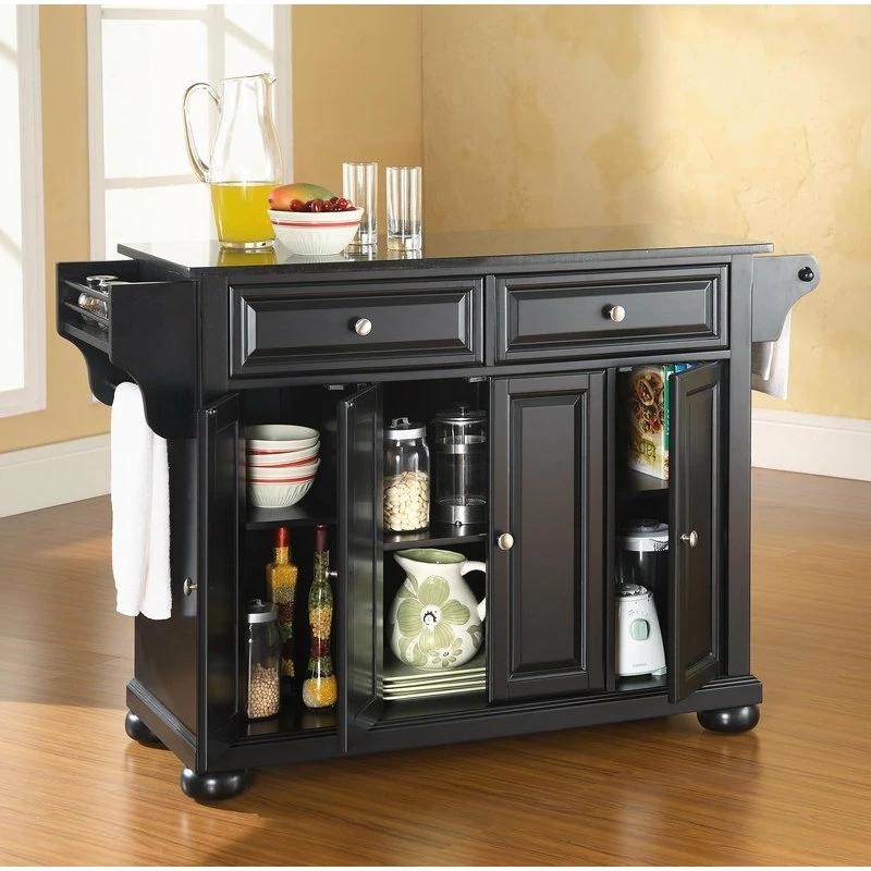 Crosley Alexandria Solid Black Granite Top Kitchen Island, Black 7 Crosley Alexandria Solid Black Granite Top Kitchen Island, Black - Image 5