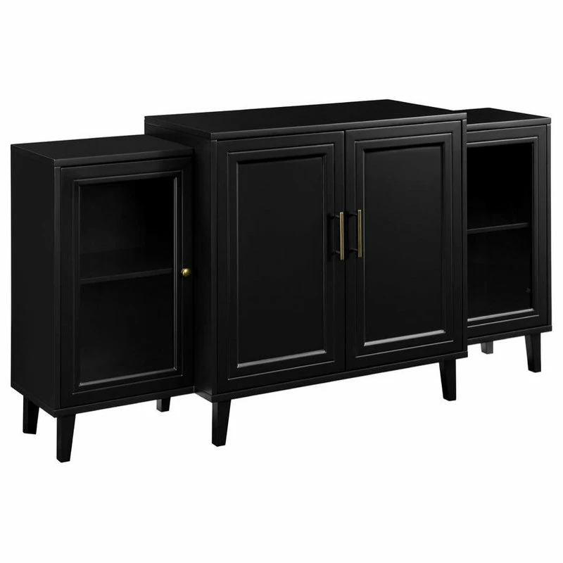 Walker Edison 62 4-Door Tiered Modern Sideboard - Black 5 Walker Edison 62 4-Door Tiered Modern Sideboard - Black - Image 3