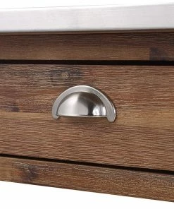 Decor Love Farmhouse Kitchen Cart, 2 Drawers & Stainless Steel Counter Top, Barnwood -Coast2Coast shop 89b1b4490f8d5b07 1361 w800 h800 b0 p0