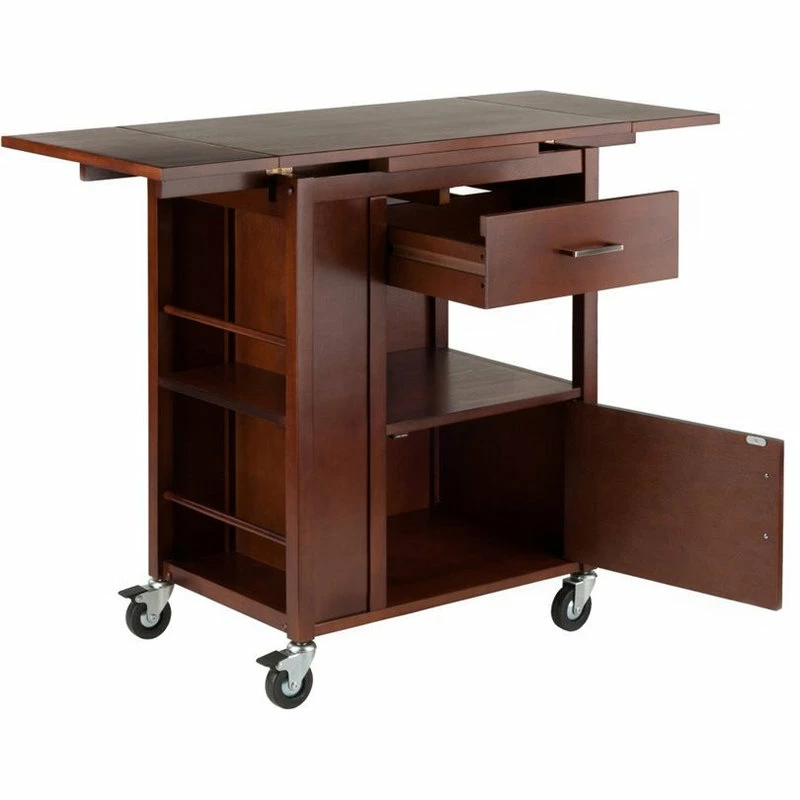 Winsome Gregory Transitional Solid Wood Kitchen Cart In Walnut 4 Winsome Gregory Transitional Solid Wood Kitchen Cart In Walnut - Image 2