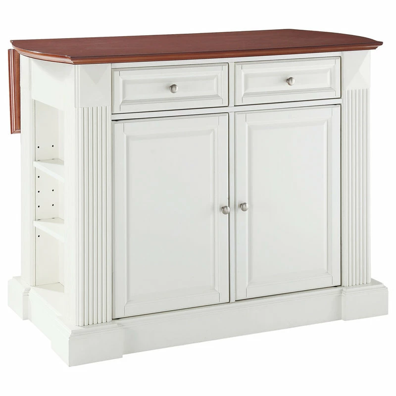 Crosley Drop Leaf Breakfast Bar Top Kitchen Island, White Finish 3 Crosley Drop Leaf Breakfast Bar Top Kitchen Island, White Finish