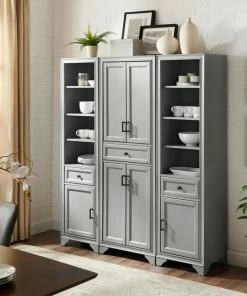 Crosley Tara 3-Piece Pantry Set, Distressed Gray Pantry And 2 Linen Cabinets -Coast2Coast shop 8c3135a10f73ba21 0207 w800 h800 b0 p0