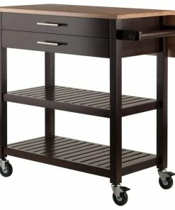 Winsome Langdon Transitional Solid Wood Kitchen Cart In Cappuccino