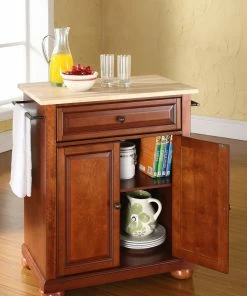 Crosley Alexandria Natural Wood Top Portable Kitchen Island, Classic Cherry Finish -Coast2Coast shop 8c81e5f80b0d8a95 0161 w800 h800 b0 p0