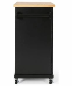 GDFStudio Negley Contemporary Kitchen Cart With Wheels, Black + Natural -Coast2Coast shop 8e01109d00e60c72 8981 w800 h800 b1 p0