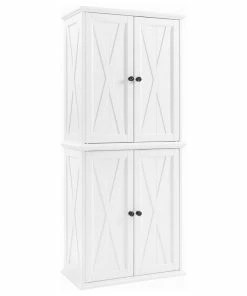 Crosley Clifton Tall Pantry Distressed White 2 Stackable Pantries