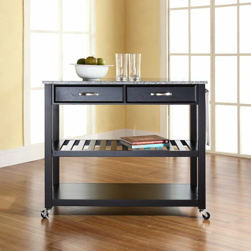 Crosley Solid Granite Top Kitchen Cart/Island, Optional Stool Storage, Black 8 Crosley Solid Granite Top Kitchen Cart/Island, Optional Stool Storage, Black - Image 6