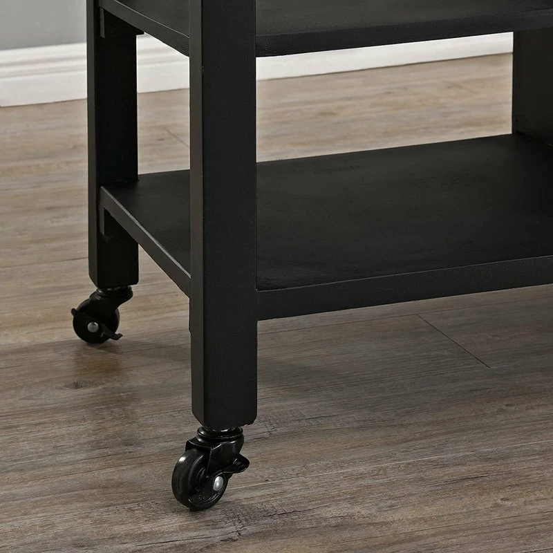 Decorn Farmhouse Kitchen Cart, Rustic Brown Top & Black Body With Plenty Storage Space 6 Decorn Farmhouse Kitchen Cart, Rustic Brown Top & Black Body With Plenty Storage Space - Image 4