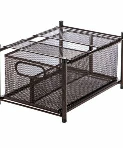 Home Zone Living Under Sink Sliding Basket Organizer, Vertical Divider