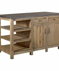Crafters And Weavers Barlow Rustic Wood Display Kitchen Island