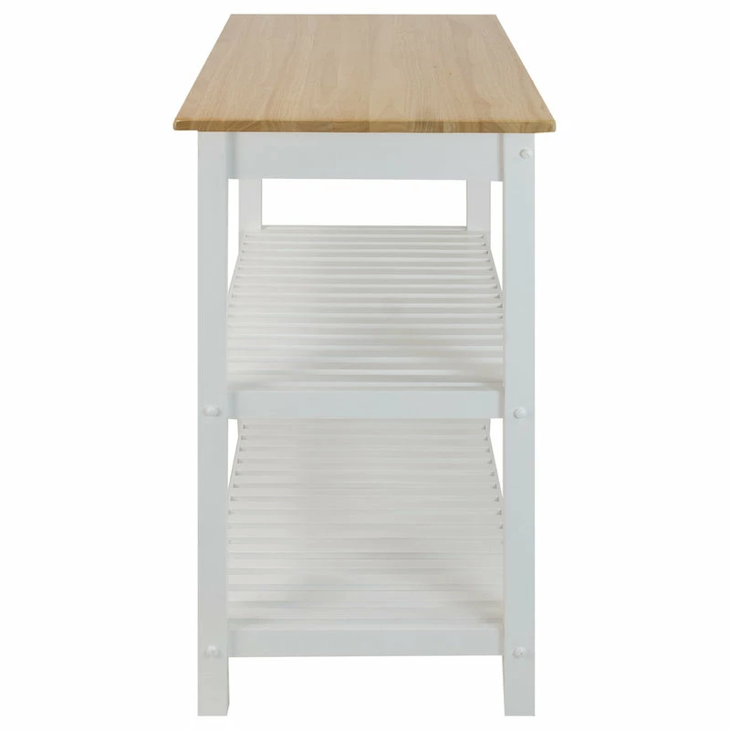 Casual Home Kitchen Island With Solid Wood Top, White 5 Casual Home Kitchen Island With Solid Wood Top, White - Image 3