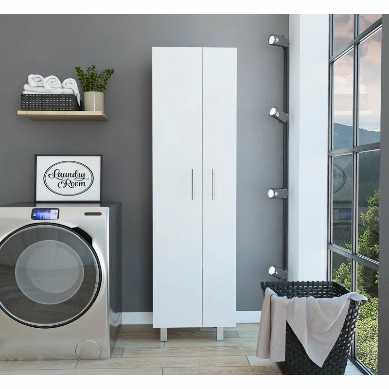 FM FURNITURE Norway Broom Closet Pantry, White 4 FM FURNITURE Norway Broom Closet Pantry, White - Image 2