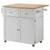 Bowery Hill Kitchen Cart With Drop Leaf In Natural Brown And White -Coast2Coast shop 9351e8f00be332f3 9949 w800 h800 b1 p0
